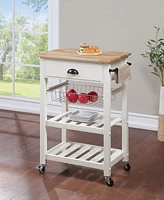 Office Star 33.75" Wood Hampton Kitchen Cart