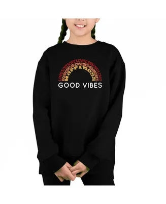 Good Vibes - Big Girl's Word Art Crewneck Sweatshirt