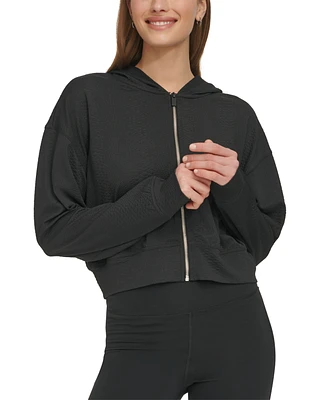 Dkny Sport Women's Textured-Jacquard Long-Sleeve Hoodie