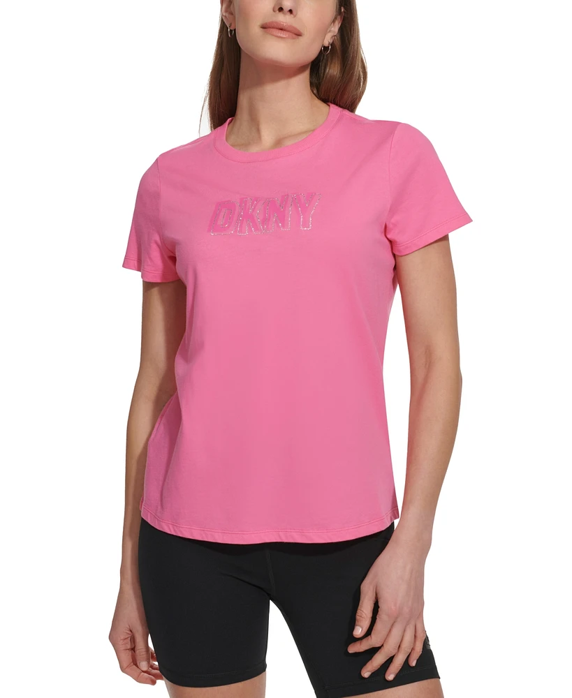 Dkny Sport Women's Cotton Embellished-Logo T-Shirt