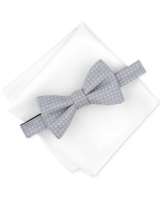 Alfani Men's Hazel Square-Pattern Bow Tie & Solid Pocket Square Set, Created for Macy's