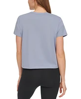 Dkny Sport Women's Cotton Crewneck Puff-Logo Cropped T-Shirt