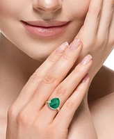 Effy Green Onyx (7-5/8 ct. t.w.) & Diamond (3/8 ct. t.w.) Pear Halo Ring in 14k Gold