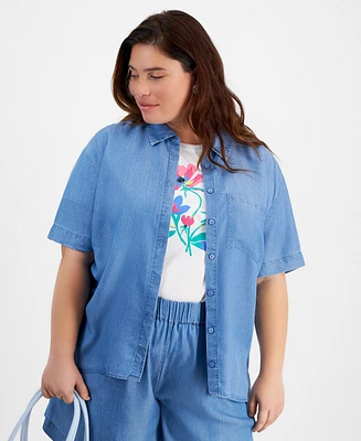 On 34th Trendy Plus Button-Down Woven Top, Created for Macy's