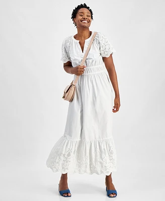 On 34th Women's Cotton Embroidered Maxi Dress, Created for Macy's