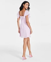 Bar Iii Women's Flutter-Sleeve Ruffled Mini Dress, Created for Macy's