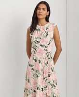 Lauren Ralph Women's Floral Bubble Crepe Cap-Sleeve Dress