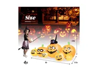 Slickblue 8 Feet Long Halloween Inflatable Pumpkins with Witch's Cat
