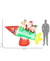 Homcom 9' Inflatable Christmas Rocket with Santa Claus, Led Yard Display - Multi