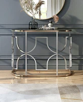 Furniture of America 42" Metal, Glass Camille Modern Semi-Circle Glass Top Sofa Table