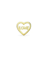 Bling Jewelry Petite Minimalist Helix14K Yellow Gold Cartilage Ear Lobe Piercing Word Symbol Of Love Heart Stud Earring Daith 1 Piece