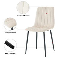 4 Modern Velvet Dining Chairs with Black Metal Legs
