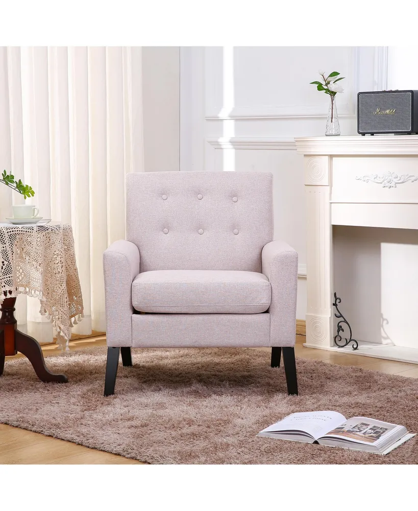 Simplie Fun Beige Upholstered Accent Chair for Living Room or Bedroom