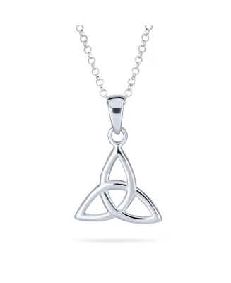 Small Celtic Love Knot Swirling Triquetra Trinity Viking Pendant Necklace For Women Teens .925 Sterling Silver