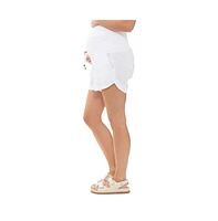 Ripe Maternity Indi Shirred Linen Short White