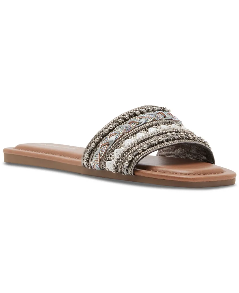 Madden Girl Adore Rhinestone T-Strap Flat Sandals - Macy's