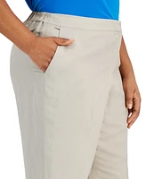 Kasper Plus Size Mid Rise Linen-Blend Straight-Leg Fly-Front Pants