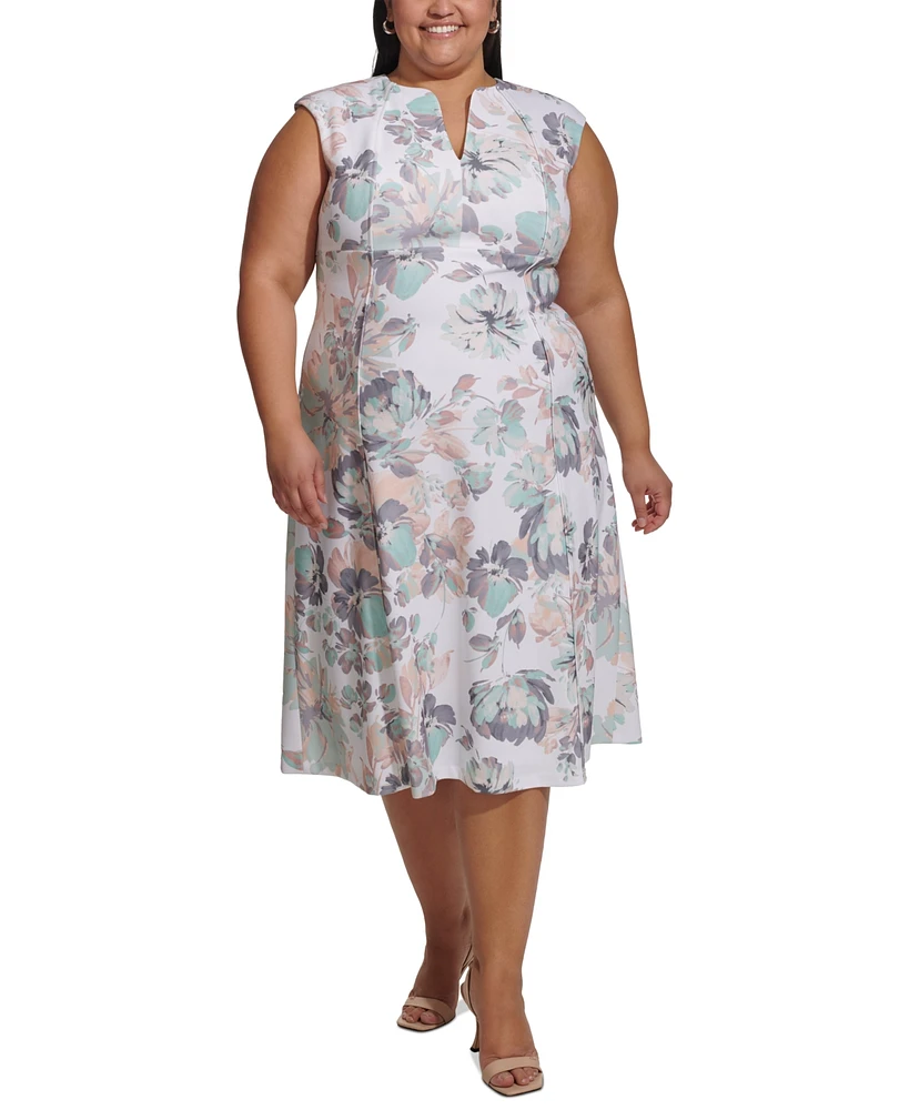 Calvin Klein Plus Size Sleeveless Printed Midi Dress