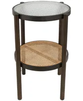 Rosemary Lane 19" x 19" x 24" Rattan Pressed Tempered Glass Top Accent Table