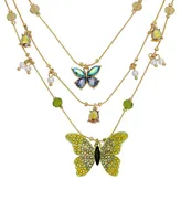 Betsey Johnson Faux Stone Butterfly Layered Necklace