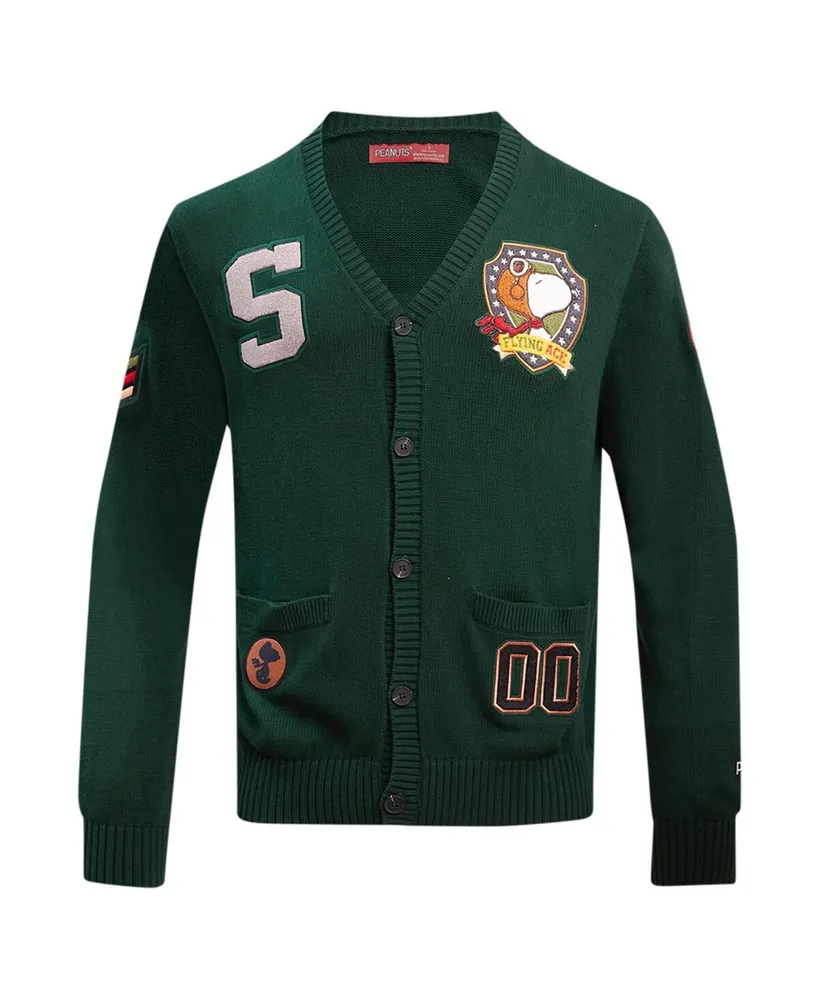 Men's Freeze Max Forest Green Peanuts Snoopy Top Dog Cardigan