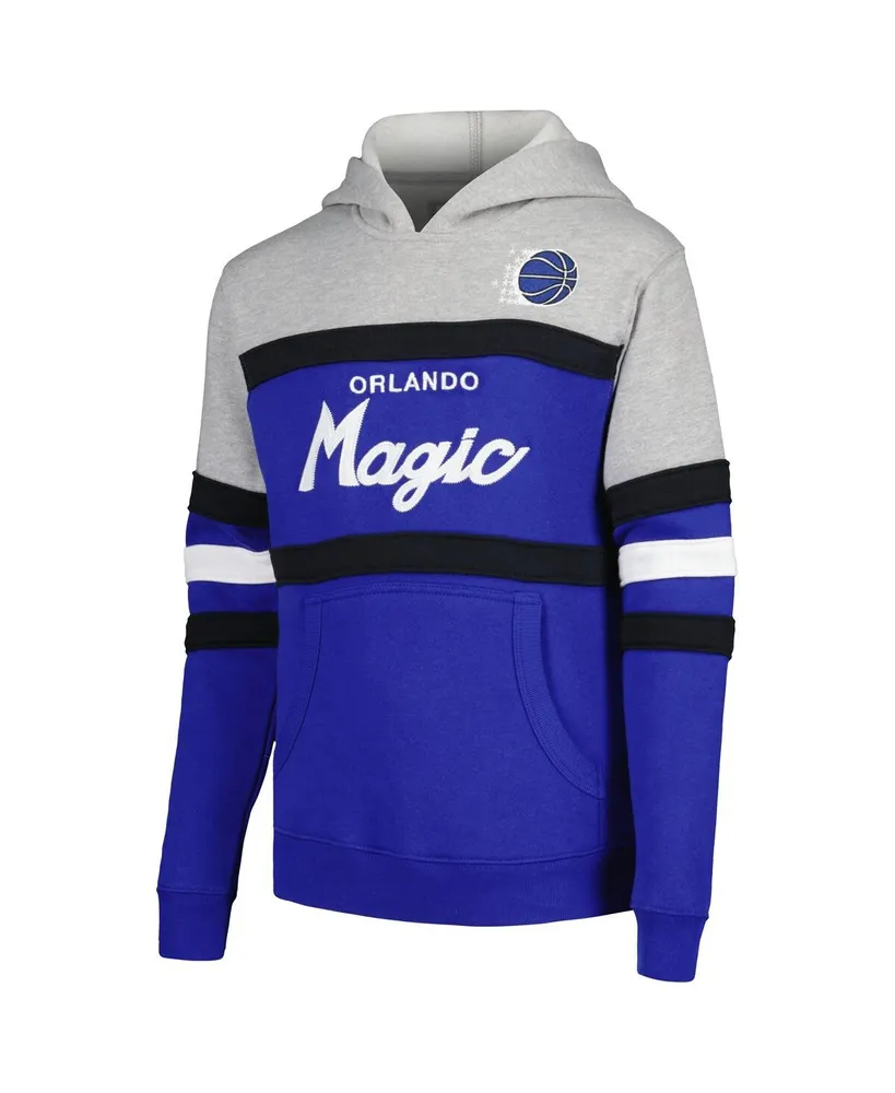 Big Boys and Girls Mitchell & Ness Gray, Blue Orlando Magic Hardwood Classics Head Coach Pullover Hoodie