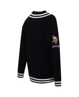 Women's Pro Standard Black Minnesota Vikings Prep V-Neck Pullover Sweater