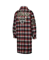 Women's Pro Standard Red, Black Chicago Bulls Prep Plaid Button-Up Shacket