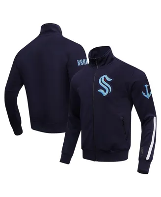 Men's Pro Standard Navy Seattle Kraken Classic Chenille Full-Zip Track Jacket