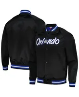 Men's Mitchell & Ness Black Orlando Magic Hardwood Classics Throwback Wordmark Raglan Full-Snap Jacket