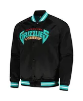 Men's Mitchell & Ness Black Vancouver Grizzlies Hardwood Classics Throwback Wordmark Raglan Full-Snap Jacket