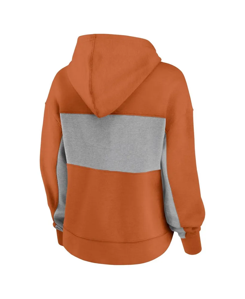 Women's Fanatics Texas Orange Longhorns Filled Stat Sheet Pullover Hoodie