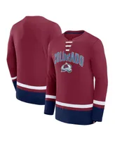 Men's Fanatics Burgundy Colorado Avalanche Back Pass Lace-Up Long Sleeve T-shirt