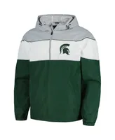 Men's G-iii Sports by Carl Banks Green Michigan State Spartans Center Line Half-Zip Raglan Hoodie Jacket