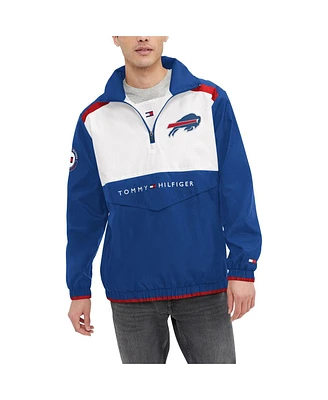Men's Tommy Hilfiger Royal, White Buffalo Bills Carter Half-Zip Hooded Top