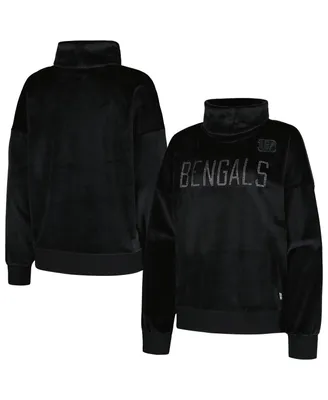 Women's Dkny Sport Black Cincinnati Bengals Deliliah Rhinestone Funnel Neck Pullover Sweatshirt
