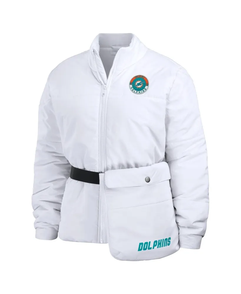 Women's Wear by Erin Andrews White Miami Dolphins Packaway Full-Zip Puffer Jacket