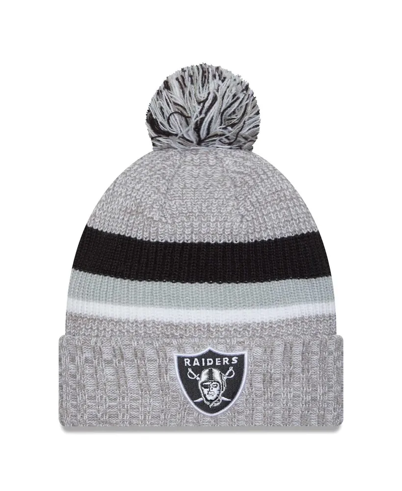 Men's New Era Heather Gray Las Vegas Raiders Cuffed Knit Hat with Pom