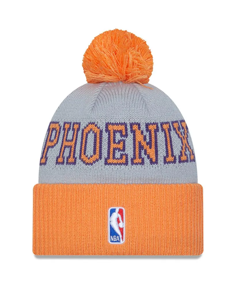 Men's New Era Orange, Gray Phoenix Suns Tip-Off Two-Tone Cuffed Knit Hat with Pom
