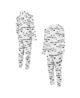 Men's Concepts Sport White New England Patriots Allover Print Docket Union Full-Zip Hooded Pajama Suit