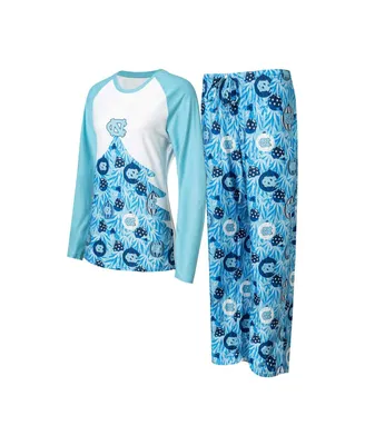 Women's Concepts Sport Carolina Blue North Tar Heels Tinsel Ugly Sweater Long Sleeve T-shirt and Pants Sleep Set