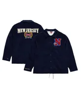 Men's Mitchell & Ness Navy New Jersey Nets Hardwood Classics Coaches Full-Snap Jacket