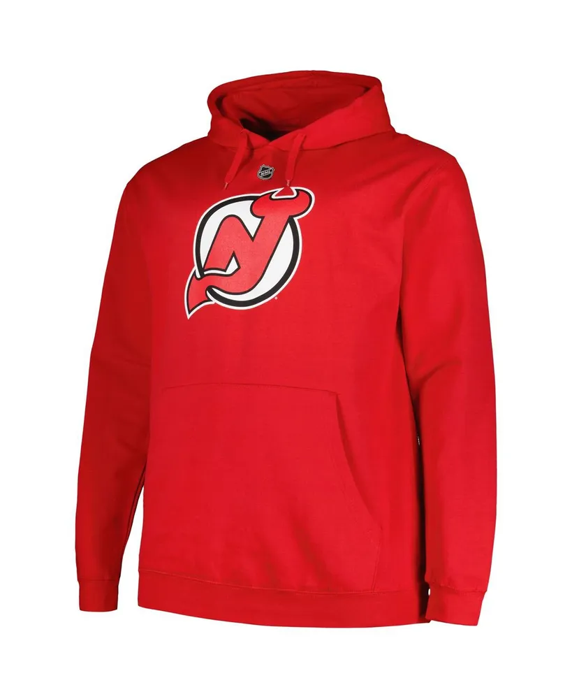 Men's Profile Jack Hughes Red New Jersey Devils Big and Tall Name Number Pullover Hoodie