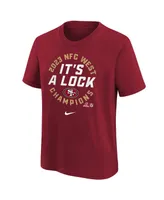 Big Boys Nike Scarlet San Francisco 49ers 2023 Nfc West Division Champions Locker Room Trophy Collection T-shirt