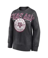 Women's Fanatics Heathered Charcoal Distressed Texas A&M Aggies Jump Distribution Pullover Sweatshirt