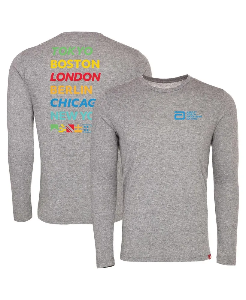 Men's and Women's Sportiqe Heather Gray World Marathon Majors Comfy Long Sleeve Tri-Blend T-shirt