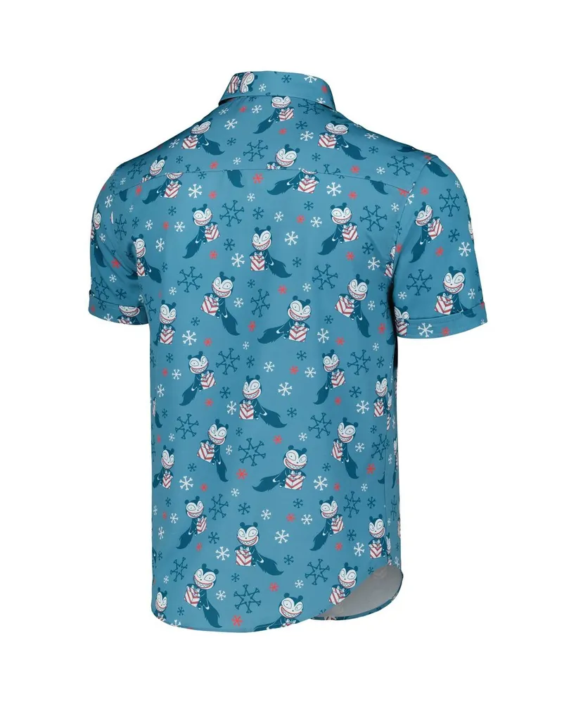 Men's and Women's Rsvlts Blue The Nightmare Before Christmas Merry Scary Teddy Kunuflex Button-Down Shirt