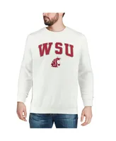 Men's Colosseum White Washington State Cougars Arch & Logo Crew Neck Sweatshirt