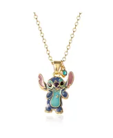 Disney Stitch 18kt Yellow Gold Flash Plated Enamel & Blue Crystal Standing Pendant