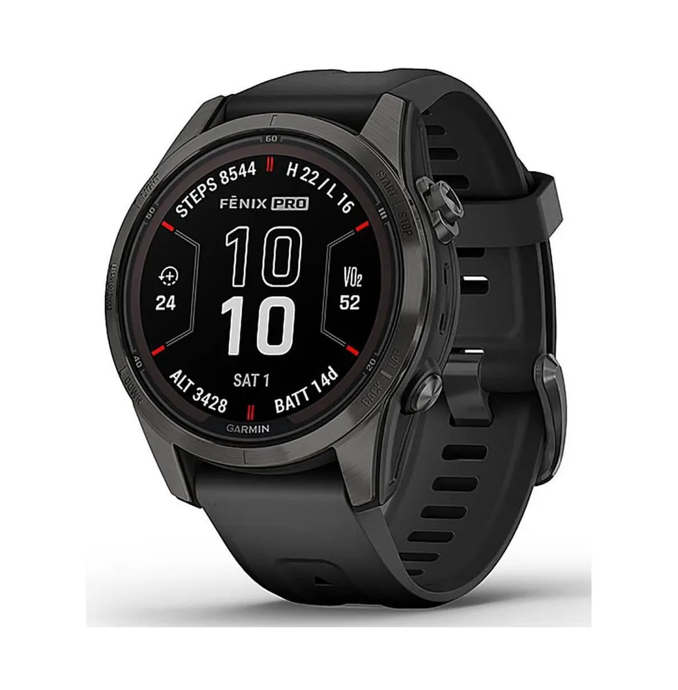 Garmin Sapphire Solar Stainless Steel Carbon Gray Unisex Smart watch With Black Silicone Strap